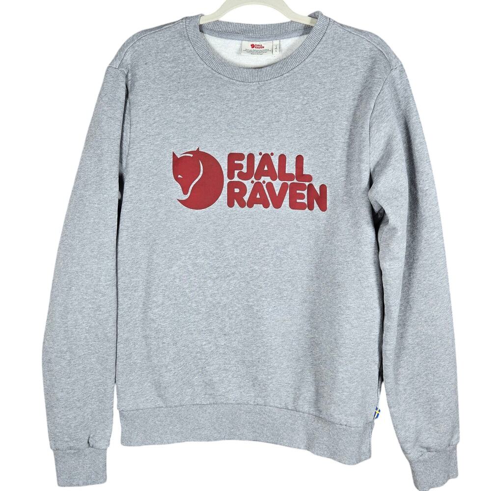 Fjallraven Logo Sweater Mens Small Gray Melange Organic Sweatshirt Pullover
